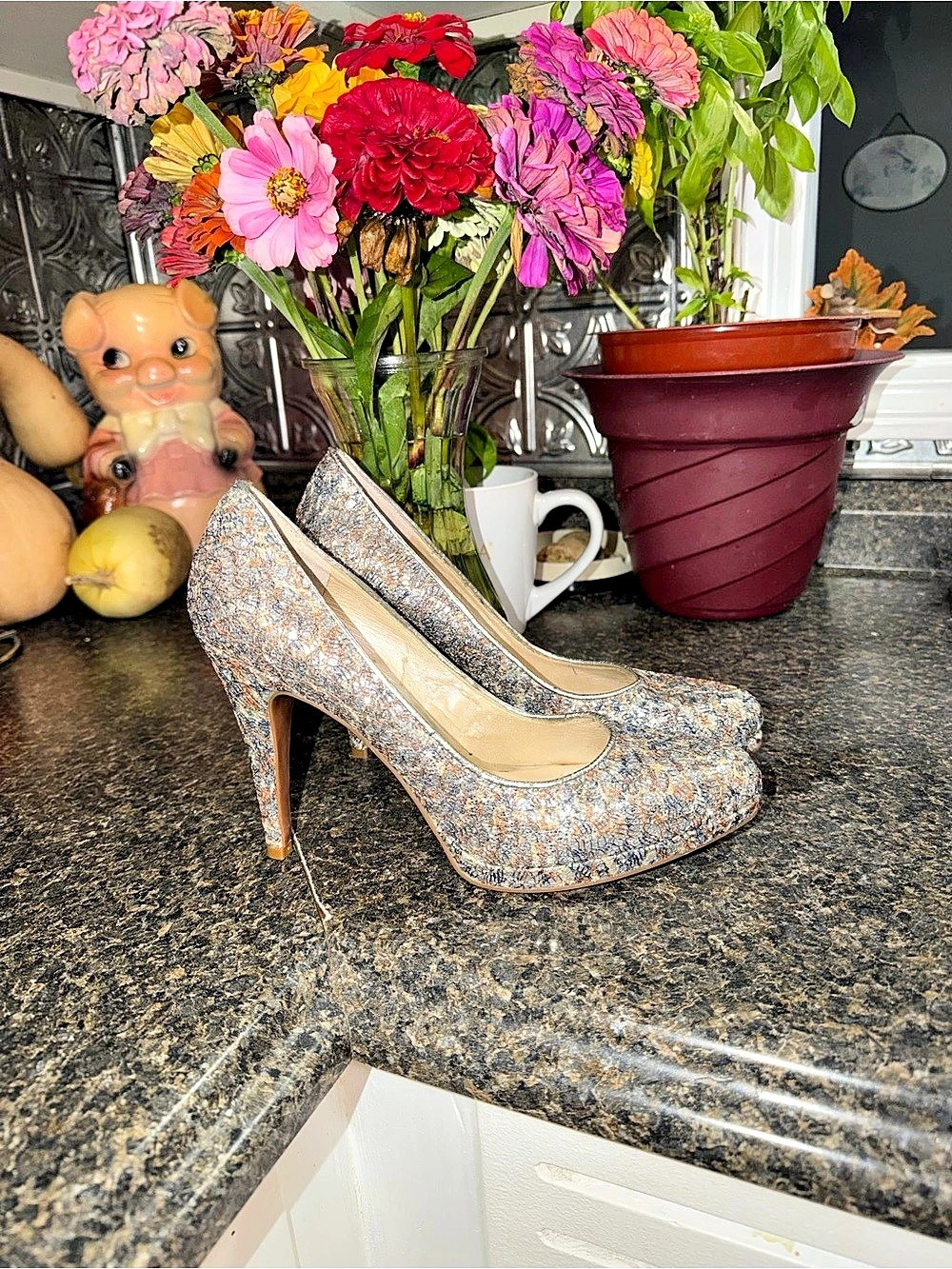 Nine West Multicolor Patterned High Heel Pumps